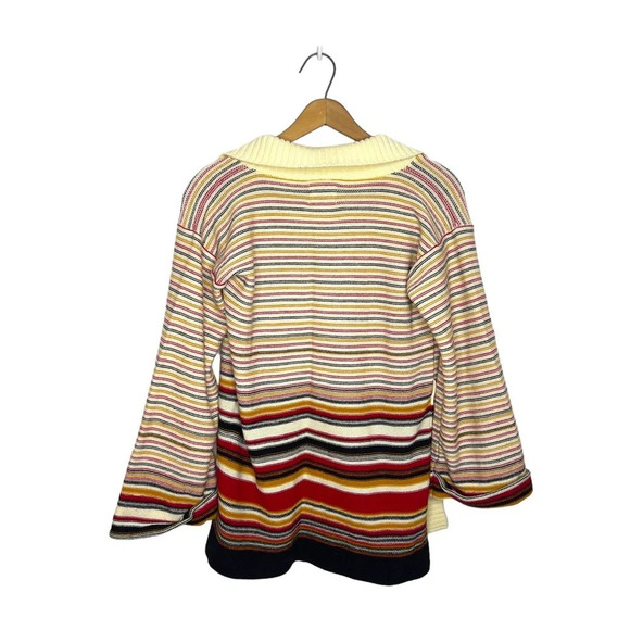 Vintage 70s Montgomery Ward Striped Cardigan Sweater Acrylic Knit Retro Boho M - Picture 5 of 10